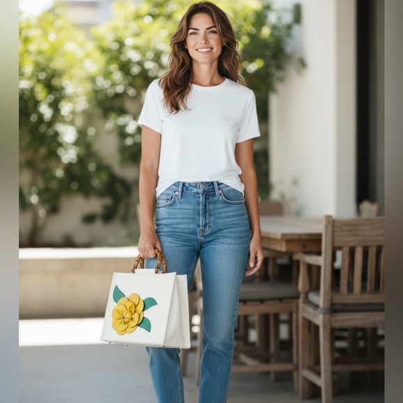 White and Yellow Floral Tote - Picture 5 of 5